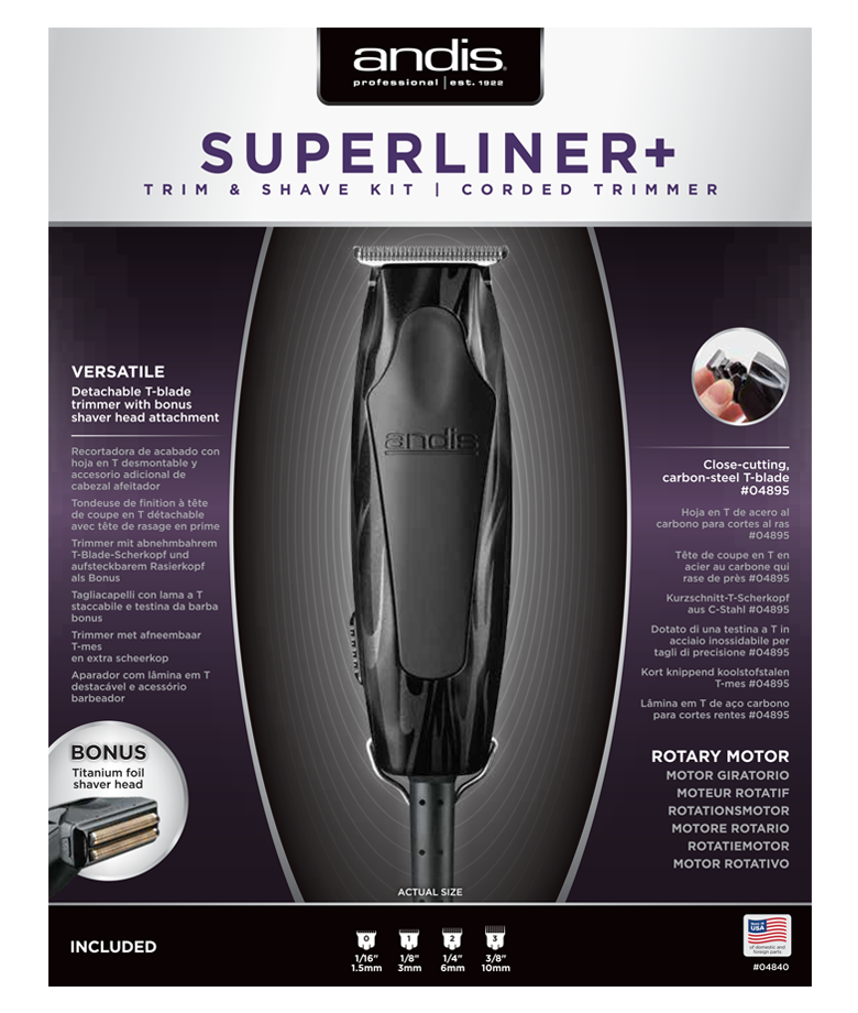 Superliner T Blade Trimmer with Foil Shaver EU UK Aus package view