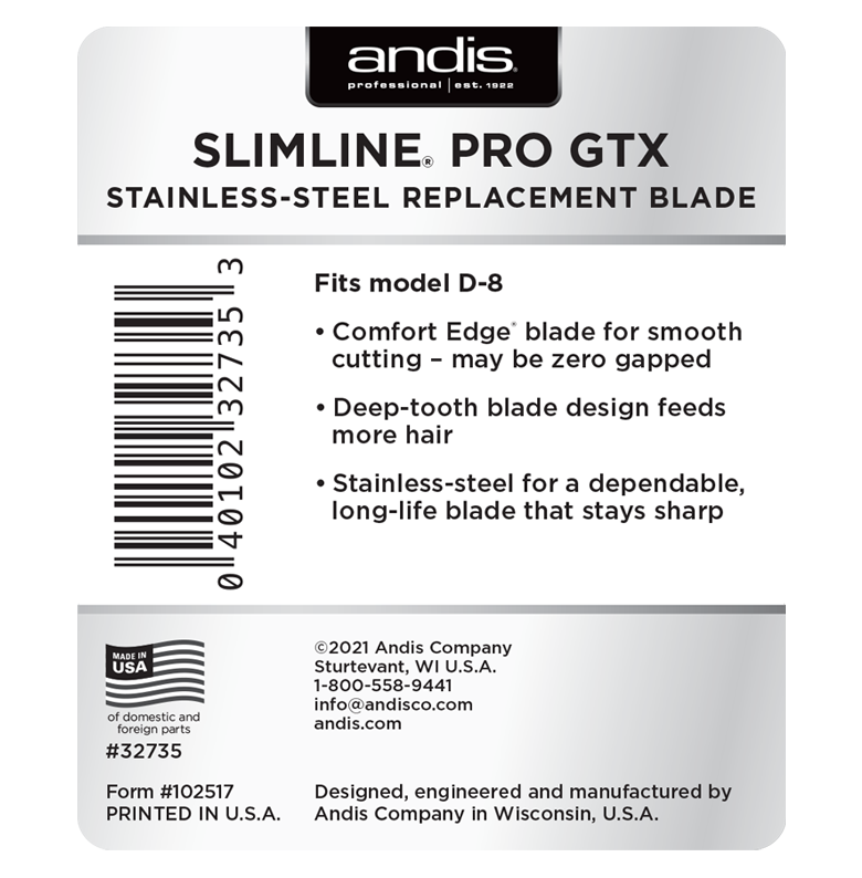 andis slimline pro gtx replacement blade