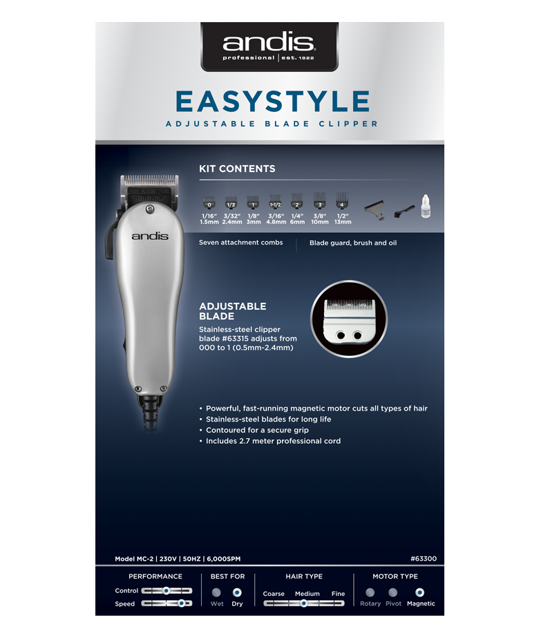 EasyStyle Adj Blade Clipper UK adjustable view