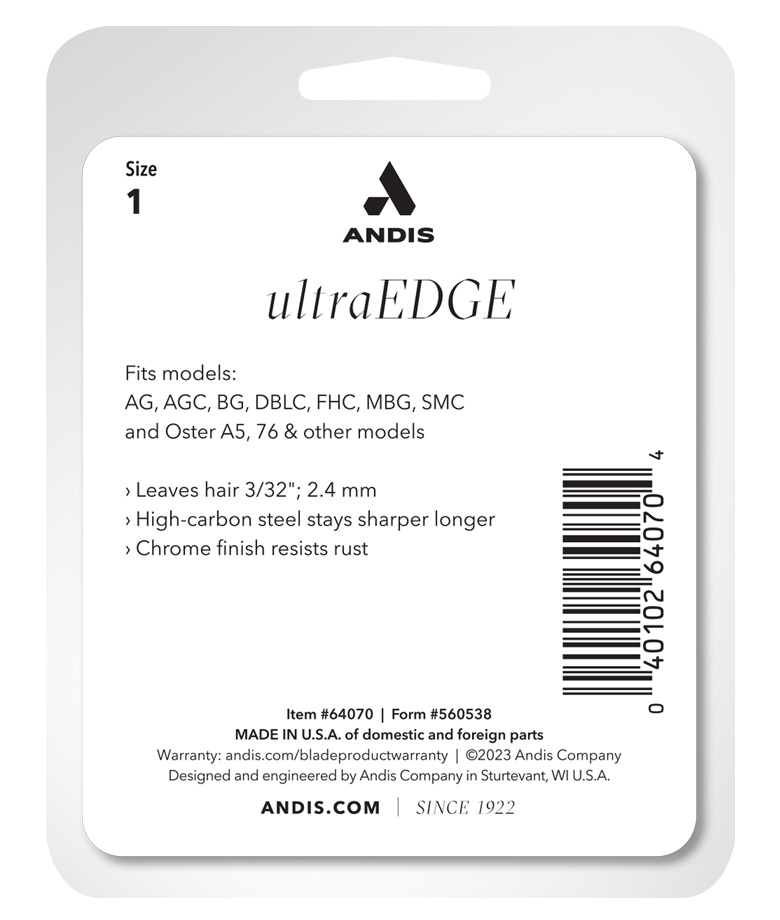 ultraedge size 1 blade package back