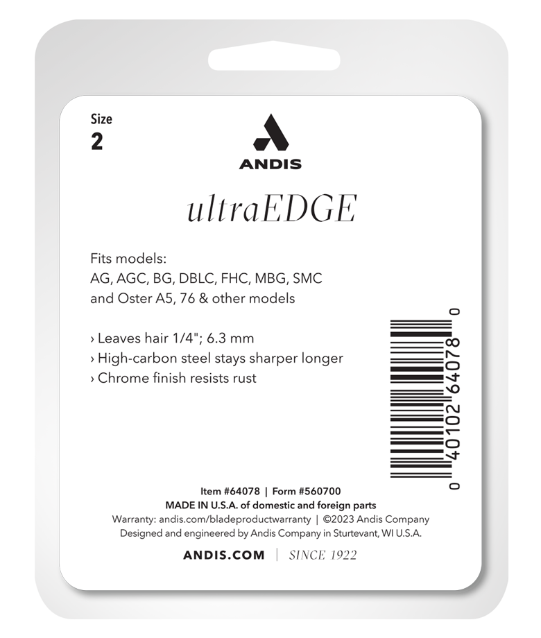 ultraedge size 2 blade package back