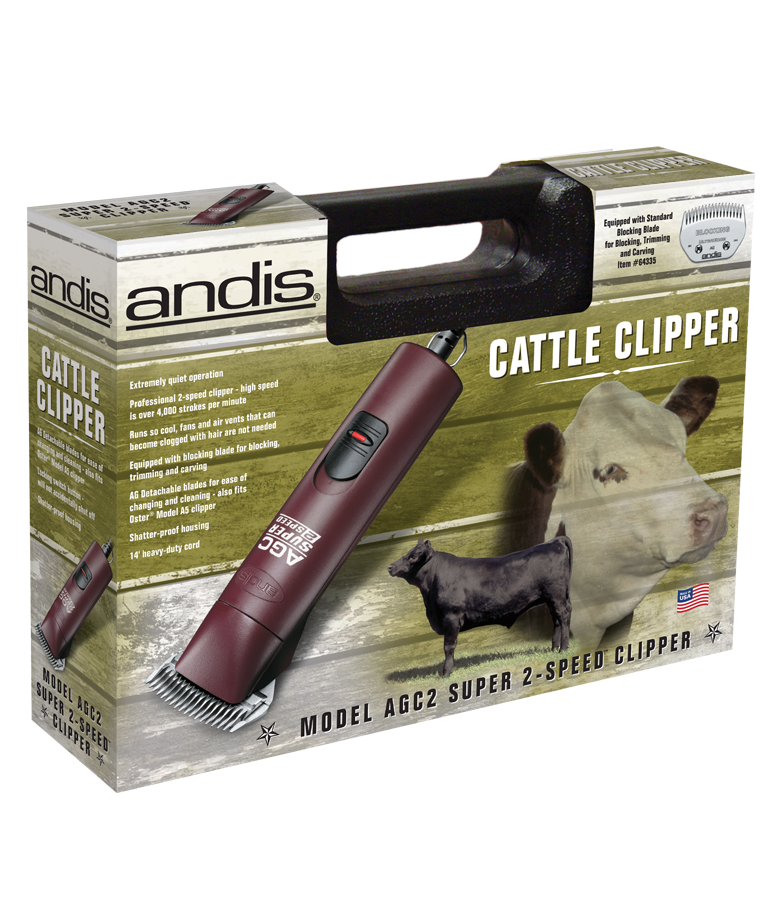 AGC Super 2 Speed Detach Blade Cattle Clipper package angle