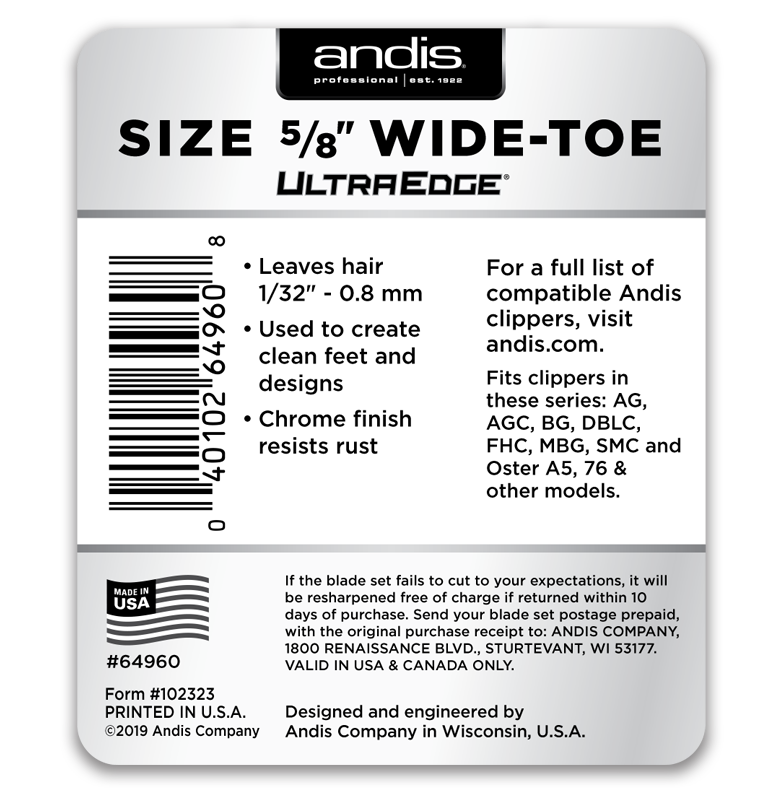 UltraEdge Blade Size 5/8 Wide Toe back view