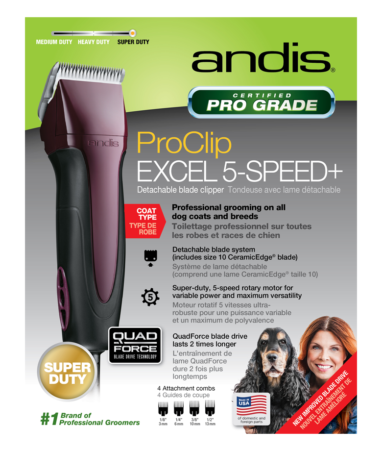  excel 5 speed plus maroon detachable blade clipper smc  package
