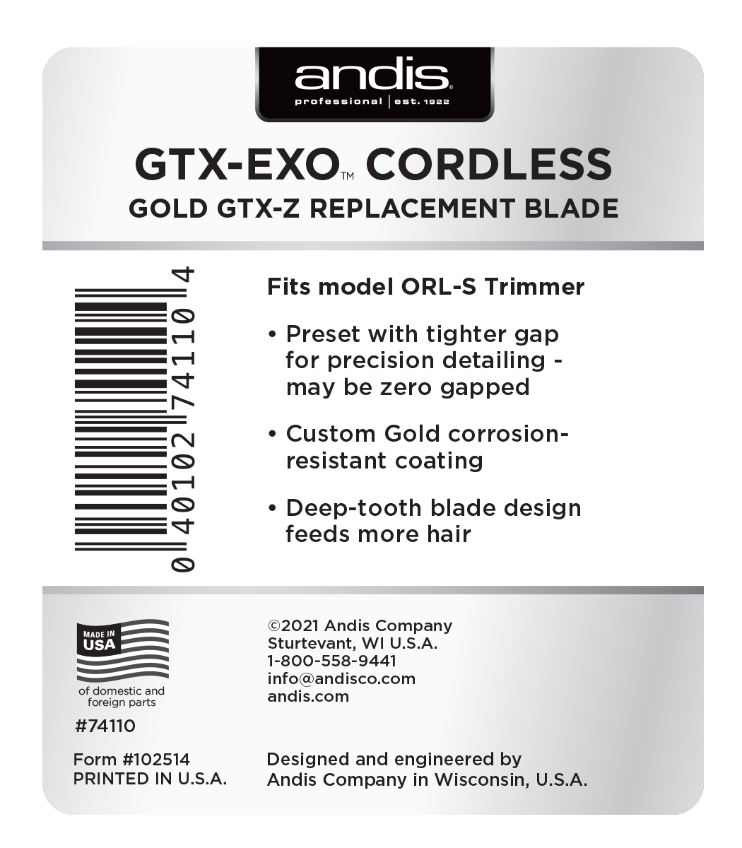 GTX EXO Cordless Gold GTX Z Blade back view