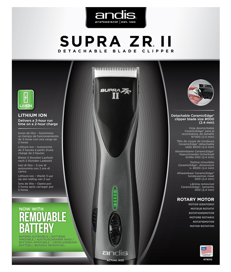 Supra ZR 2 Cordless Detach Blade Clipper Global package front